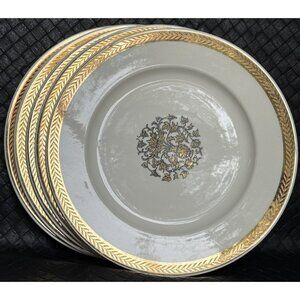 Vintage Taylor Smith Taylor 5 Salad Plates 22 Karat Embossed Gold Heirloom